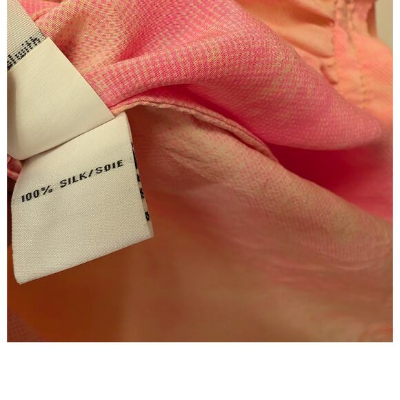 Diane Von Furstenberg New Cahil Printed Silk V-Neck Blouse Pink Boxy Fit Tie Dye - Picture 5 of 6